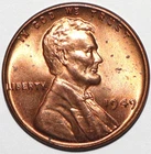 1949 Lincoln Cent RED BRILLIANT UNCIRCULATED (W240)