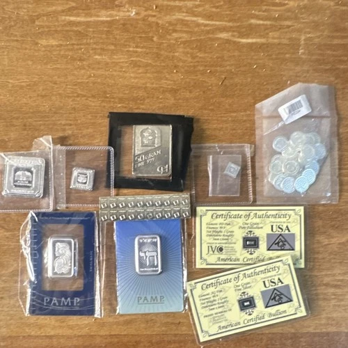 PAMP Geiger American Certified .999 Fine Silver Bars & Rounds Mixed Lot 1g-50g