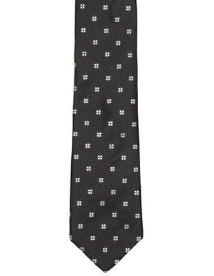 Luigi Borrelli Krawatte in Schwarz mit großen Blumen in Weiß aus Seide