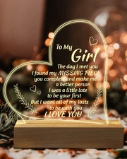Romantic Gifts for Girlfriend, to My Girlfriend Engraved Night Light, I Love You