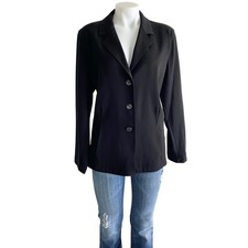 Chicos Black 3-Button Stretch Blazer Jacket Size 2 Notched Professional Casual