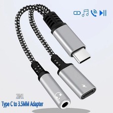 2 in 1 Type-C USB C to 3.5mm AUX Audio Headphone Jack Adapter Charger Cable New