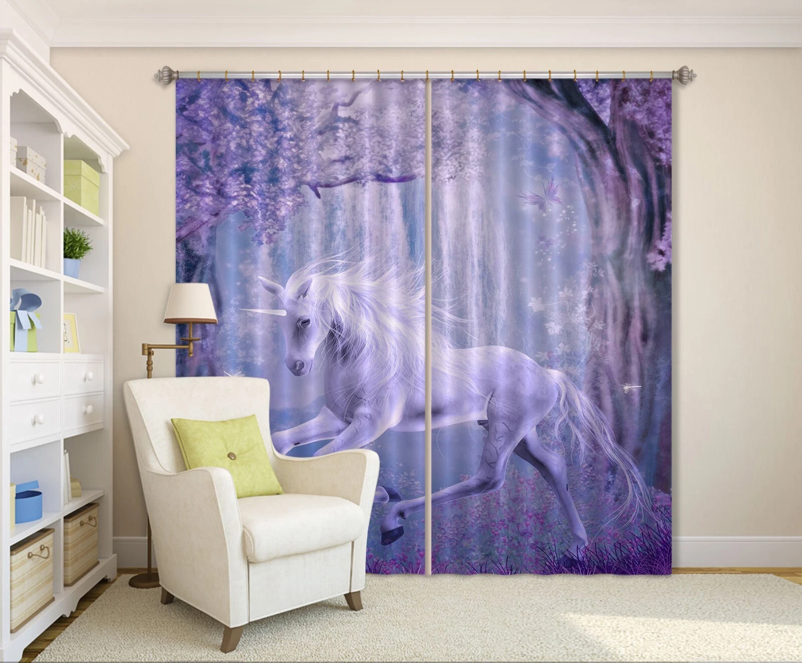 3D Purple Forest Unicorn ZHUB318 Photo Curtain Window Blockout Fabric Amy 2023
