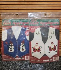2 Fashion Art by Dimensions Felt Vest Appliques SANTA 80342  SNOW FRIENDS 80340