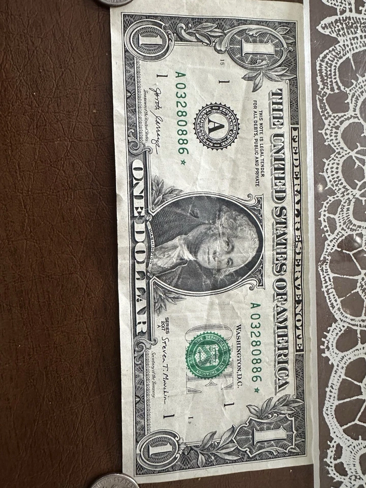 1 Dollar Bill Star Note 2017A Series A03280886*  - Image 3 of 4