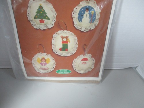 Current Christmas Tree Santa Snowman Angel Counted Cross Stitch Kit 1984 NIP - Picture 4 of 7
