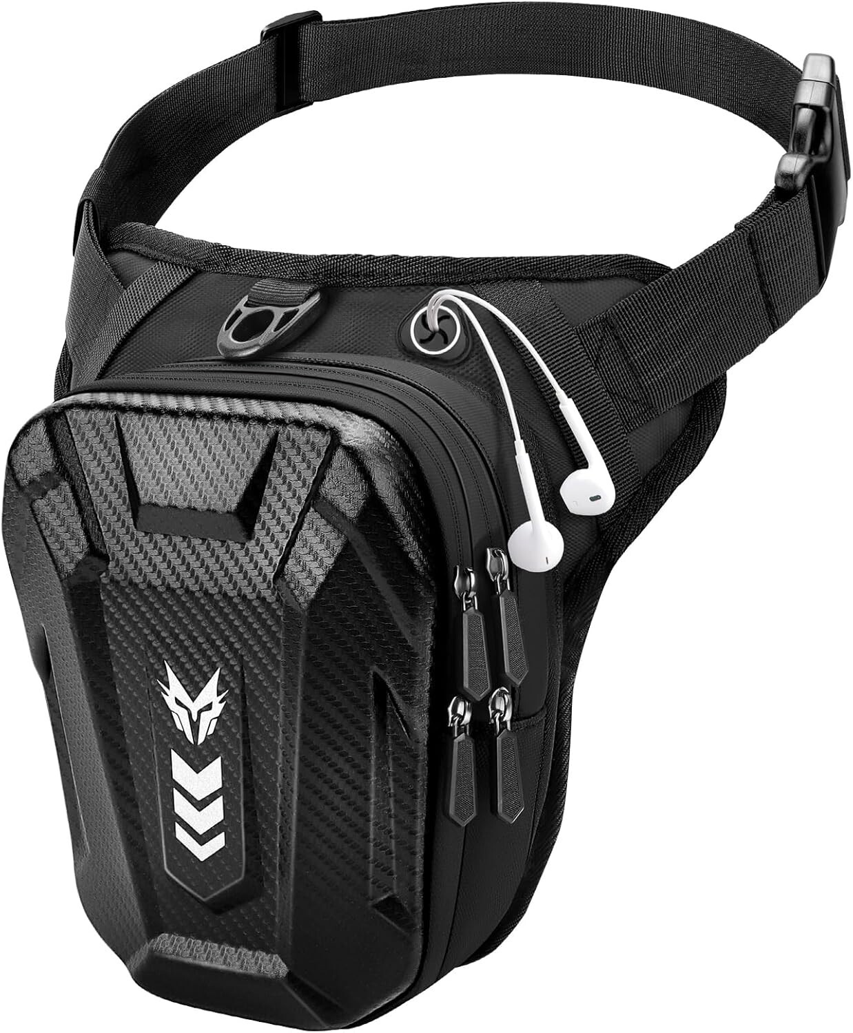 Sacoche de jambe moto extensible Rolgno sac banane noir pour motard