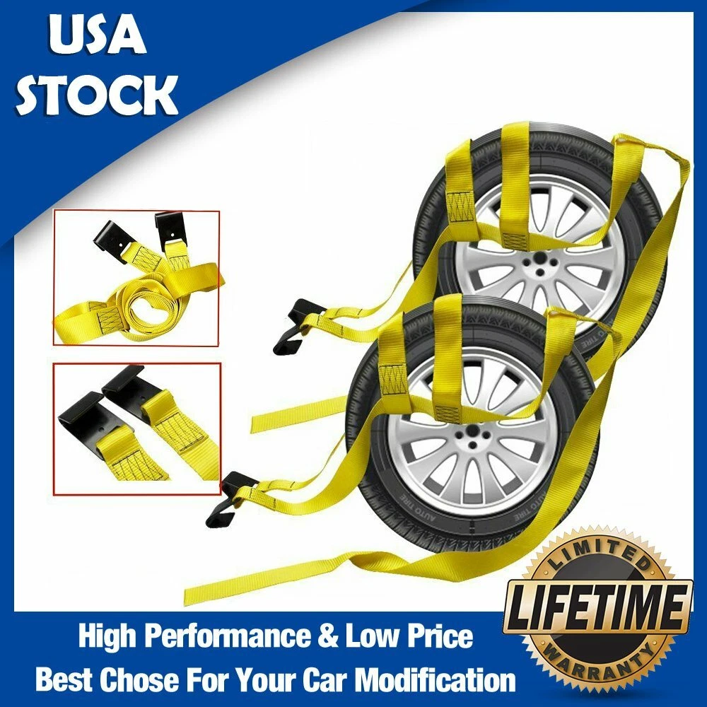 2pcs Tire Basket Straps Wrecker Car Hauler Truck Tow Dolly Tire