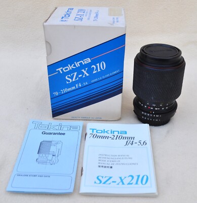 Boxed New Old Stock TOKINA 70-210mm F4-5.6 SZ-X Canon FD Mount Teleobjektiv