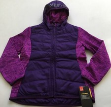 Under Armour GIRL'S Minaret Vista Hooded Hybrid Sweater 23F36009 Purple Youth S