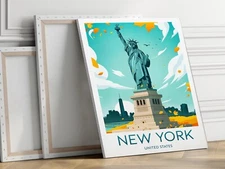 United States, Statue of Liberty 40x50cm Stretched Travel Canvas Wall Art Print