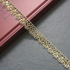 Lacet En Dentelle Doré À Paillettes De 10 Yards Pour Couture Artisanale 1,7 Cm