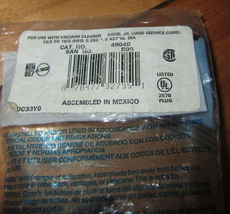 Leviton 替换 3 管插头适用于吸尘器 NOS — 第 4/4 张图片