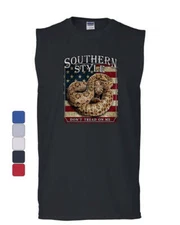 Southern Style Rattlesnake Muscle Shirt Don't Tread on Me Gadsden USA Sleeveless