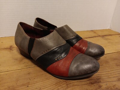 Tamaris Babet Shoe Women 38 7 7.5  Colorblock Leather Slip On Bootie Taupe Red