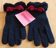 NWT Gymboree HOLIDAY PICTURES Black Faux Fur Bow Gloves Girls' Size 5-7