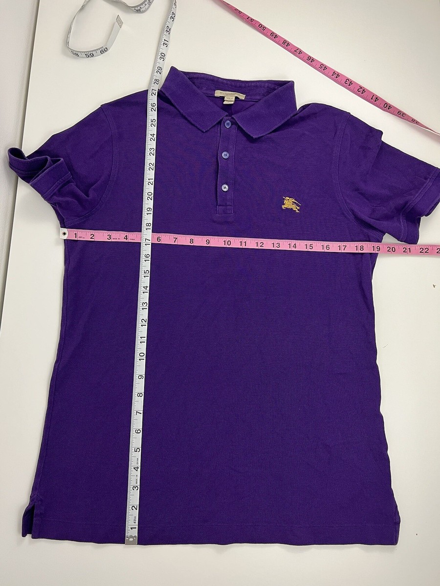 Burberry Brit Polo Shirt Men Size L Large Purple 100% Cotton
