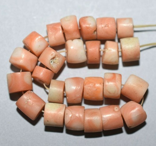 Antique Natural Light Pink Coral Beads Collected From Nigeria, African Trade - 第 7/7 張圖片