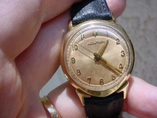 Bulova Accutron 14K Gold Alpha, Tuning Fork 214, Outstanding Dial + Patina. 33mm