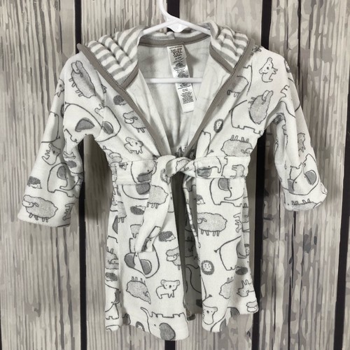 Carter's Just One You 0-9 Months Gray White Elephant Sheep Baby Bath Robe (C10)