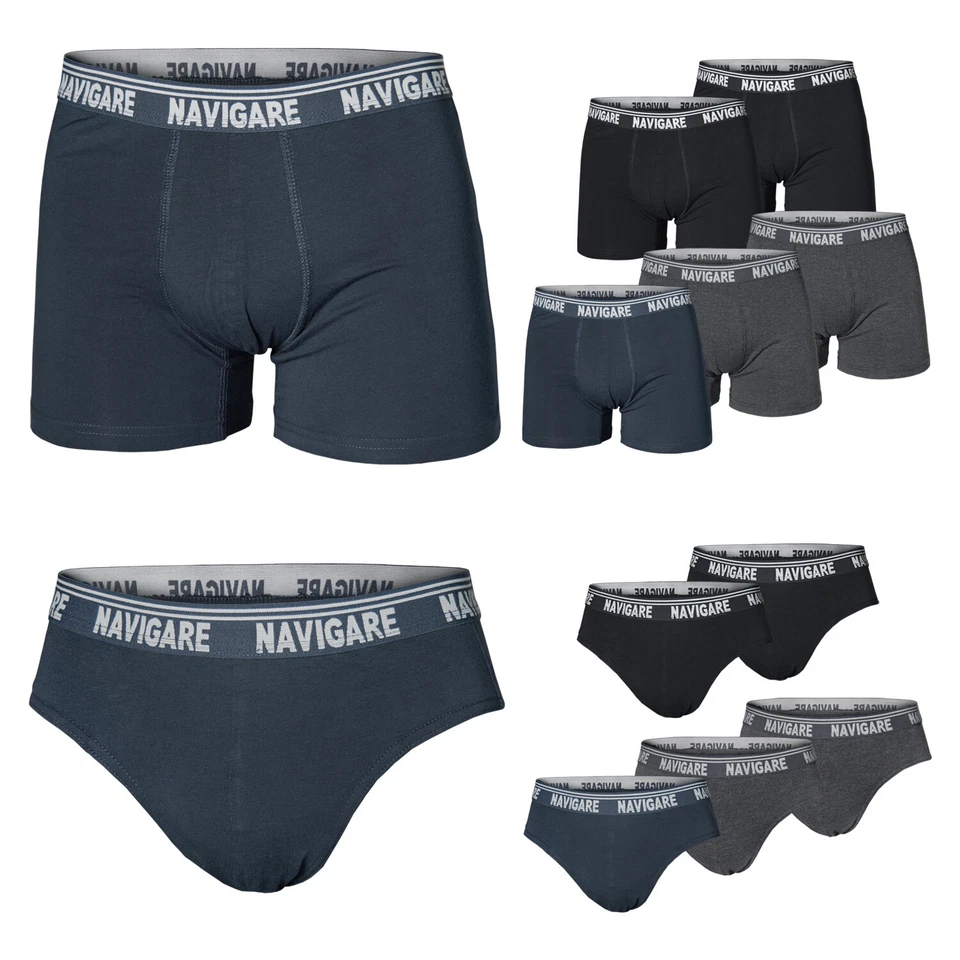 Set 6 Paia Slip / Boxer Uomo NAVIGARE Cotone Bielastico Assortito