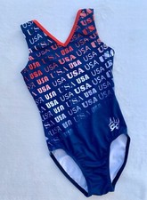 Aly Raisman GK ELITE Gymnastics Leotard USA Patriotic FLAG Olympic TANK Ally CL