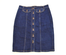 Banana Republic Dark Indigo Denim Skirt Button Front Pockets Size 26/2 Cotton