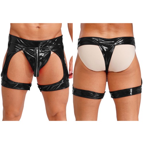 Mens Briefs Zipper Thong Night Club Underwear Cosplay Panties Bulge Pouch Open - Picture 16 of 64