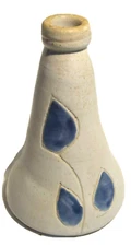 VINTAGE WILLIAMSBURG POTTERY BUD VASE W/BLUE LEAF DESIGN STONEWARE SALT GLAZED
