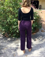 Vtg High Waisted Pants Wool Lined Pin up Trousers Long purple Fall Autumn USA