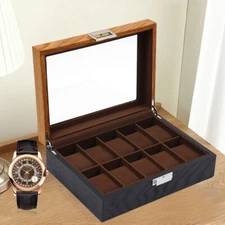 10 Slots Wrist Watch Box Display Case Organizer Jewelry Storage Holder Wooden