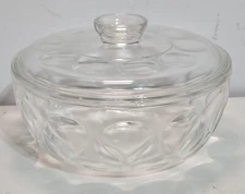 Pyrex Round Casserole Dish Ovenware Glass  Convex Bubble Dot Clear Pattern 8.5"