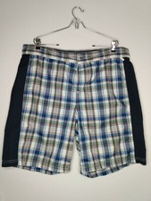 Lands' End Mens XL Swim Trunks MultiColor Plaid Short Mesh Lined Drawstring NWOT