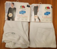 Fruit of the Loom Women's XS 0-2 Waffle Thermal Set WHITE Shirt  Pants 21423