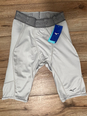 Mizuno Performance Mens Aero Vent Padded Sliding Shorts Gray Pull On Size-M