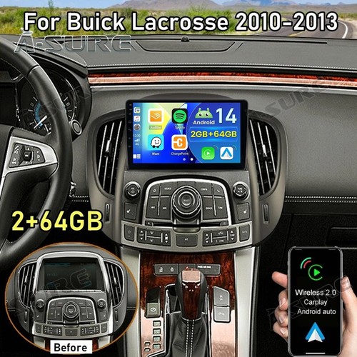 64GB For Buick Lacrosse 2010-2013 Apple CarPlay Android 14 Car Stereo