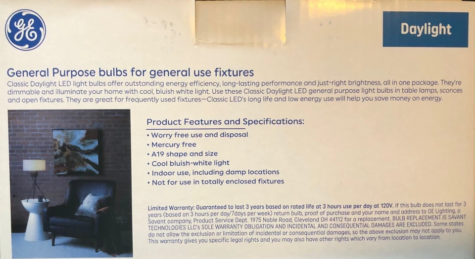 16-PACK GE CLASSIC 60 watt DAYLIGHT LED Dimmable Light Bulbs - 13 Year Life - Image 3 of 4