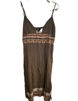 Ivory Love Womans XL Spaghetti Strap Sleeveless Brown Floral Print Slip Dress