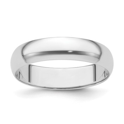 Platinum Half Round Wedding Band, Comfort Fit, Solid 5mm Domed Band, No Stone