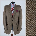Mens Herringbone Tweed Jacket 42L US MENSWORLD Half Lined Sport Coat Blazer