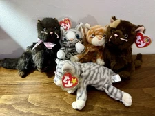 TY Beanie Baby Babies LOT Of 5 Mixed Cats Plush Assorted Kittens WITH TAGS