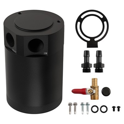 2-Port Öl Catch Can Tank Aluminium Auffangbehälter Ölsammler Ölbehälter 10mm