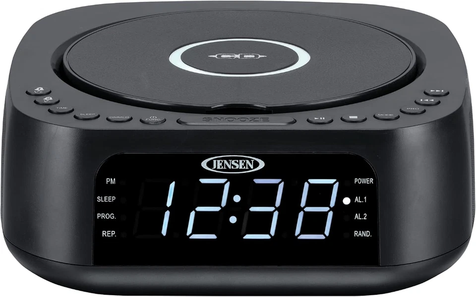 JENSEN JCR-375 Stereo Digital Dual-Alarm Clock with Top-Loading CD Black  - Image 3 of 4