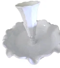 Vintage  Marked Westmoreland Epergne Vase/Bowl Milk Glass Paneled Crimped Grape