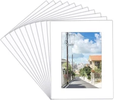 Prudiut 15 Pack 8x10 White Picture Mats, Frame for Photos 5x7, 
