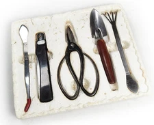Vintage Hidefusa Bonsai Tool Set – Scissors, Tweezers, Mini Rake, Saw - JAPAN