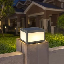 Solar Post Lights Outdoor Pillar Light,Solar Cap Column Lighting LED Square D...