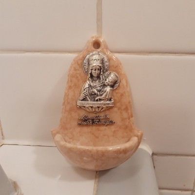 Beautiful ELFA Italy Faux Marble Holy Water Font Wall Decor 4.6''T x 3.2'' x 1.8''