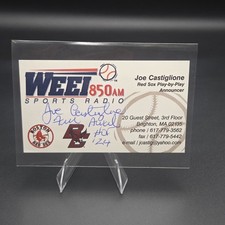 Joe Castiglione Signed Business Card Boston Red Sox Voice Frick Award HOF Auto
