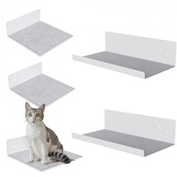 Qls Katzen Kletterwand Set Mit Filz 2 Liegen 3 Stufen Zur Wandmontage Hellgrau